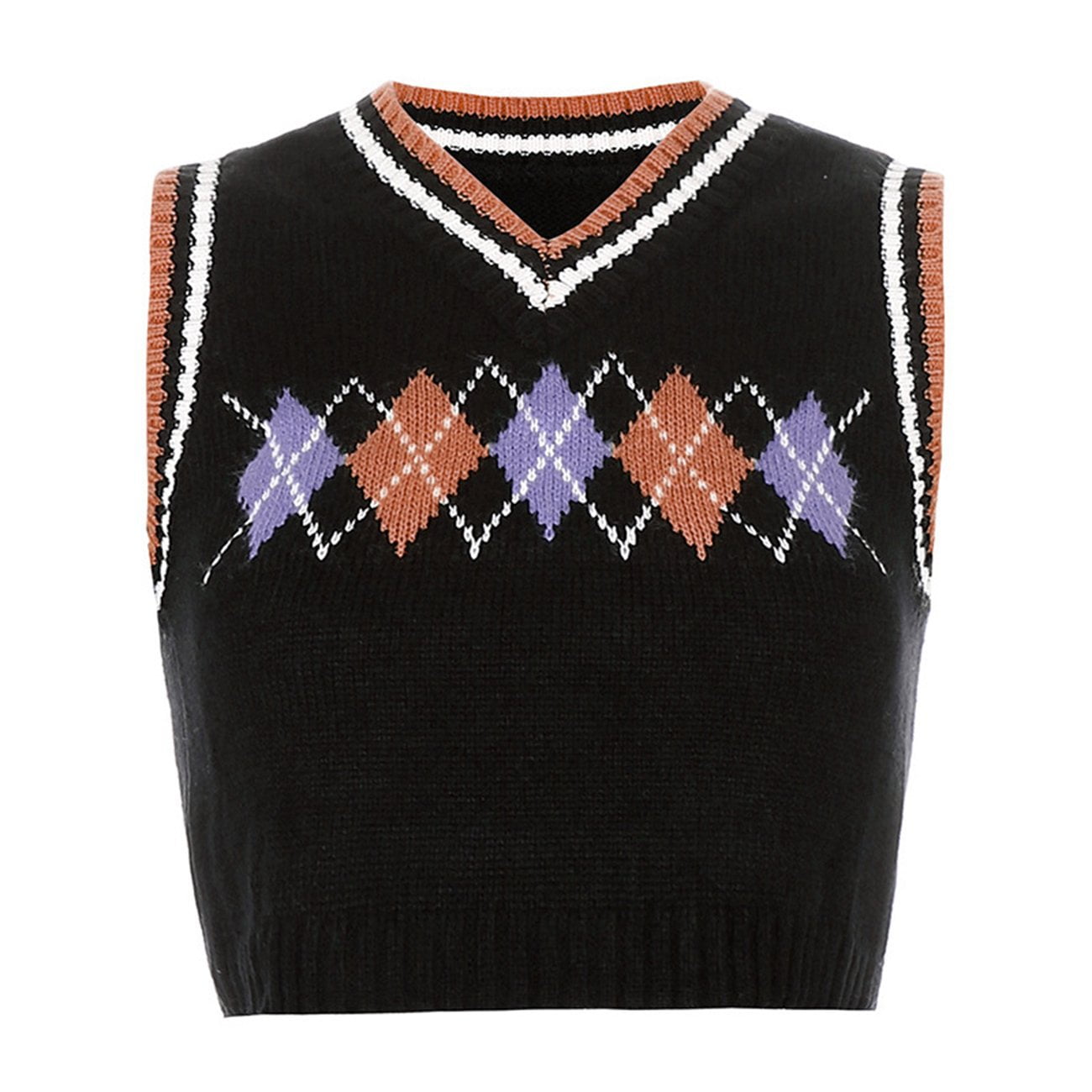 Retro Diamond Woolen Vest - Kawaii Side