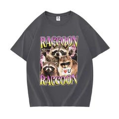 Retro Raccoon Lover Funny T Shirts - Kawaii Side