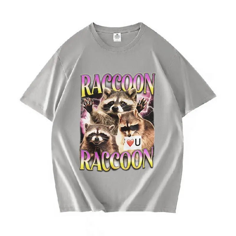 Retro Raccoon Lover Funny T Shirts - Kawaii Side