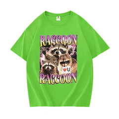 Retro Raccoon Lover Funny T Shirts - Kawaii Side