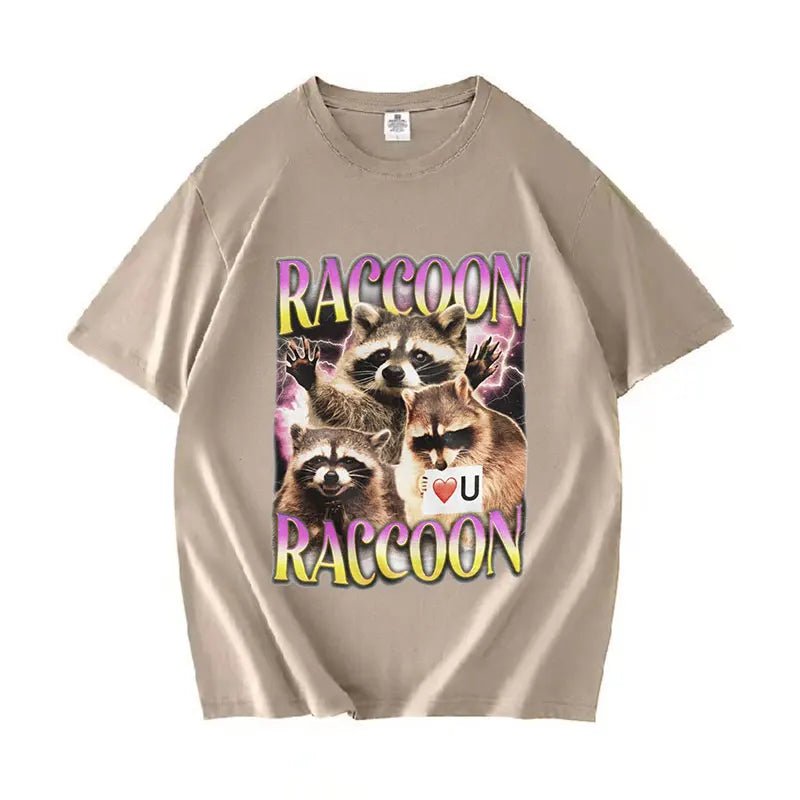 Retro Raccoon Lover Funny T Shirts - Kawaii Side