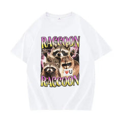 Retro Raccoon Lover Funny T Shirts - Kawaii Side