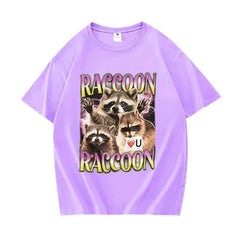 Retro Raccoon Lover Funny T Shirts - Kawaii Side