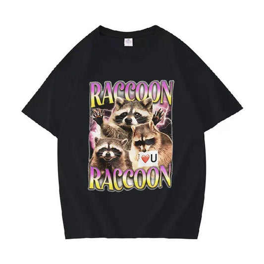 Retro Raccoon Lover Funny T Shirts - Kawaii Side