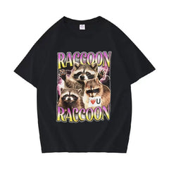 Retro Raccoon Lover Funny T Shirts - Kawaii Side