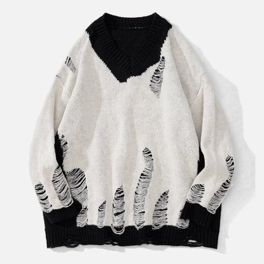 Ripped Hole Knit Sweater - Kawaii Side