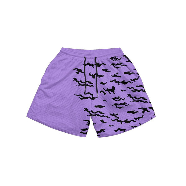 Sasuke Curse Mode Purple Gym Shorts - Kawaii Side