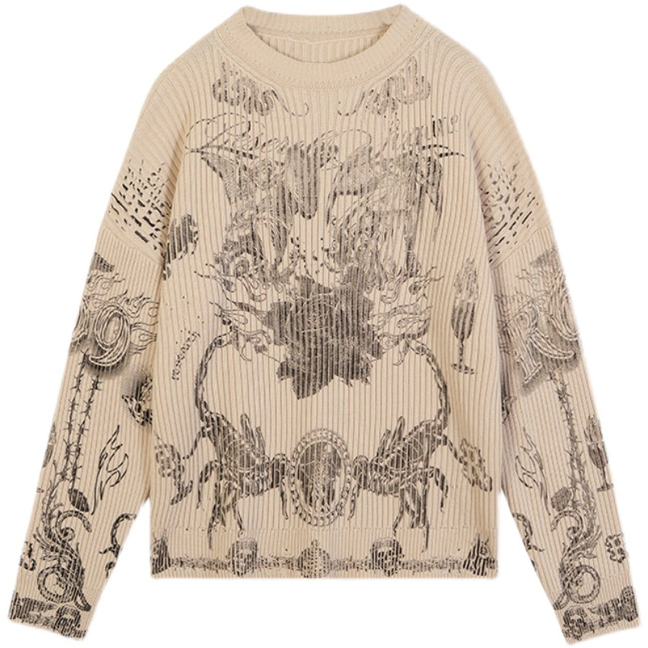 Scorpion Rose Thorns Knit Sweater - Kawaii Side