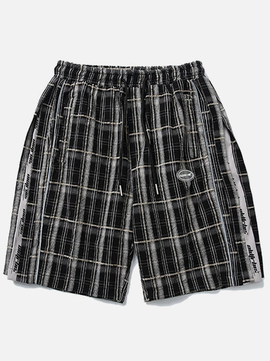 Side Striped Plaid Shorts - Kawaii Side