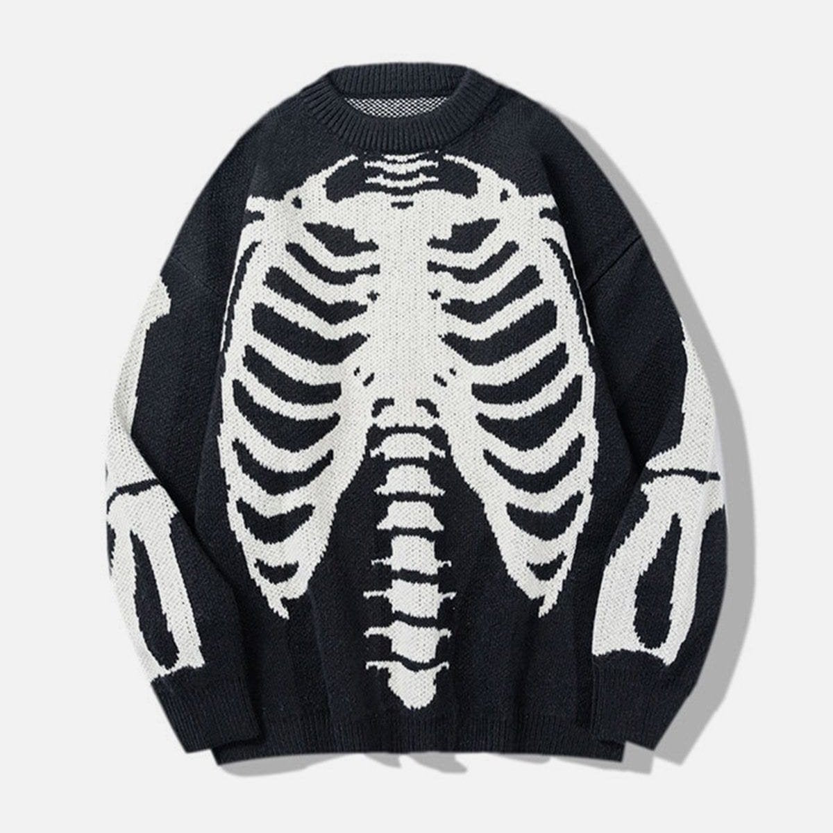 Skeleton Graphic Knit Sweater - Kawaii Side