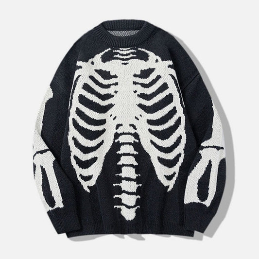 Skeleton Graphic Knit Sweater - Kawaii Side