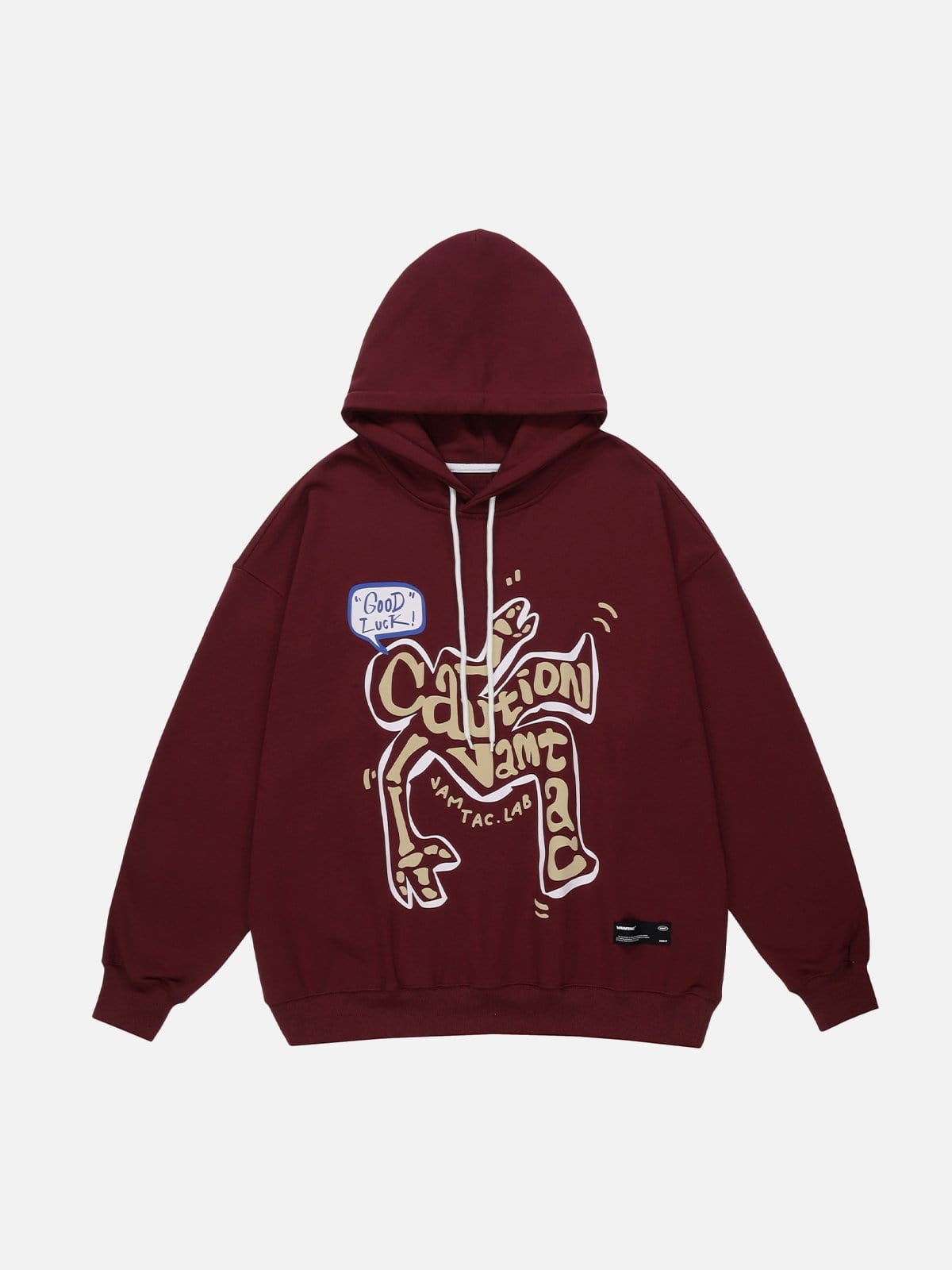 Skeleton Slogan Graphic Hoodie - Kawaii Side