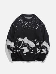 Snowy Mountains Print Sweater - Kawaii Side