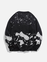 Snowy Mountains Print Sweater - Kawaii Side