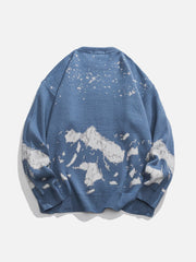 Snowy Mountains Print Sweater - Kawaii Side