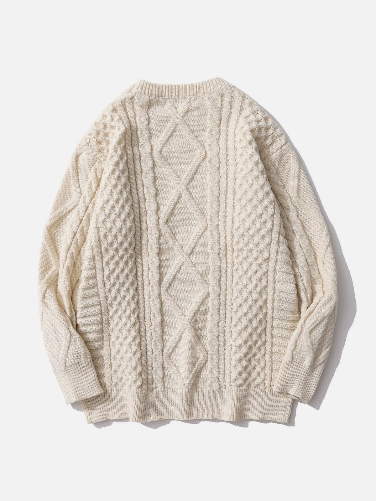 Solid Color Woven Pattern Knit Sweater - Kawaii Side