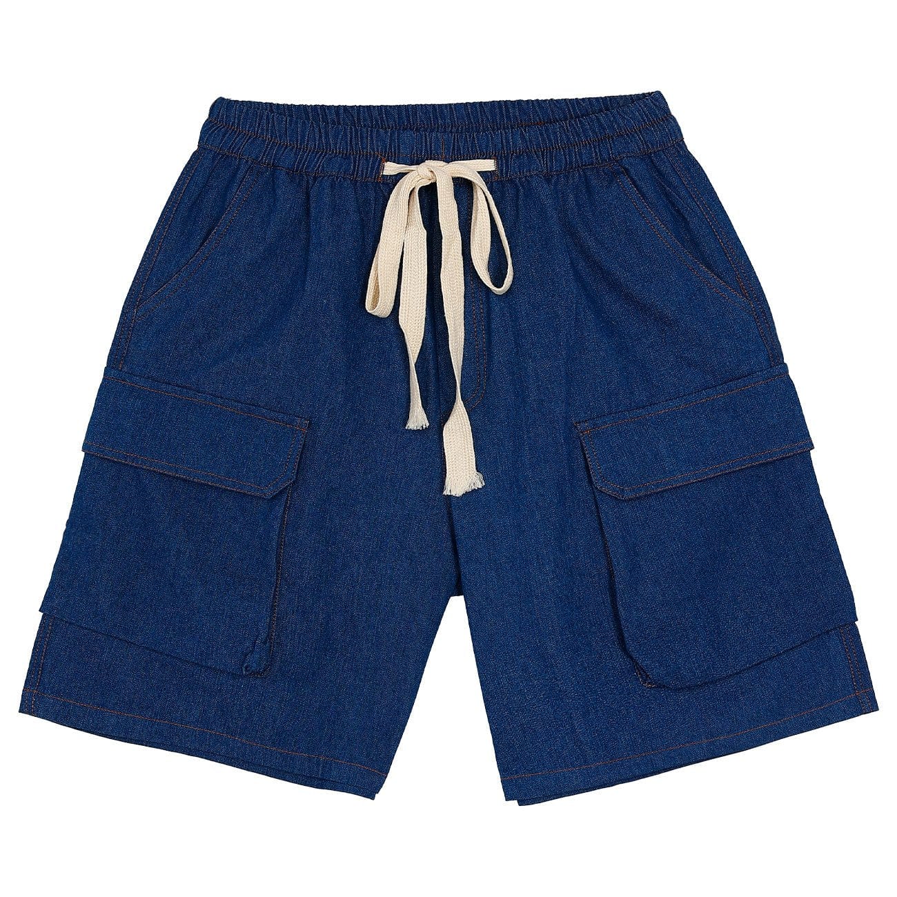 Solid Pocket Drawstring Denim Shorts - Kawaii Side