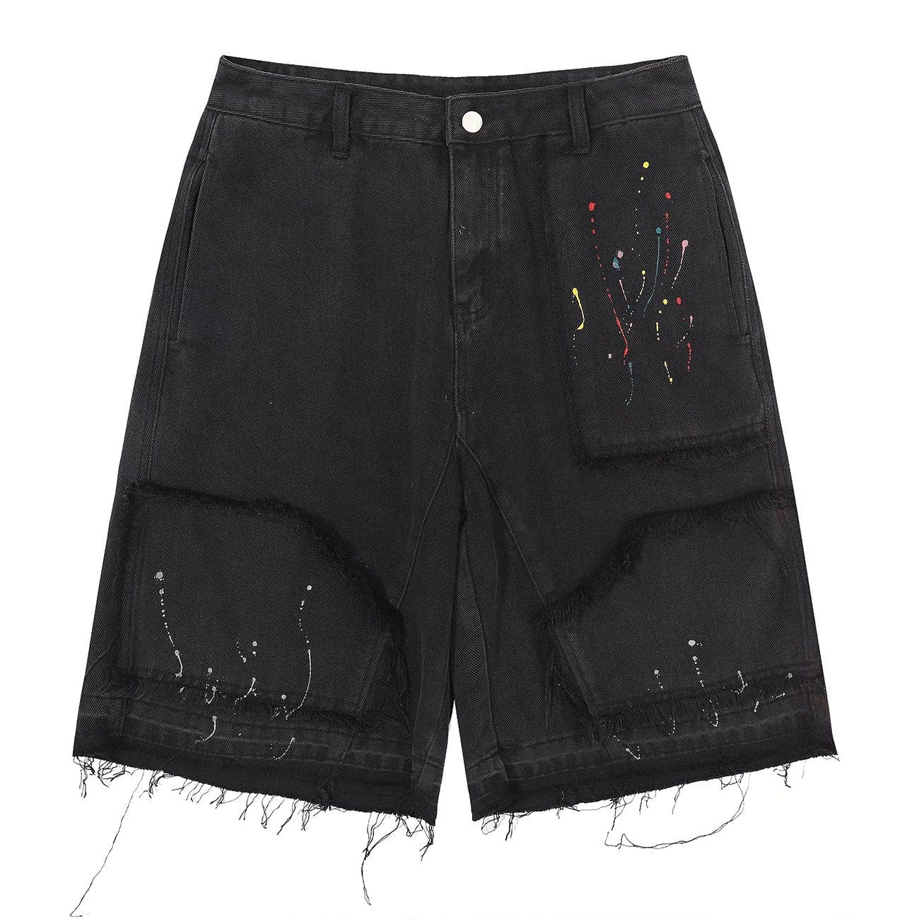 Splash Ink Patchwork Raw Edge Shorts - Kawaii Side