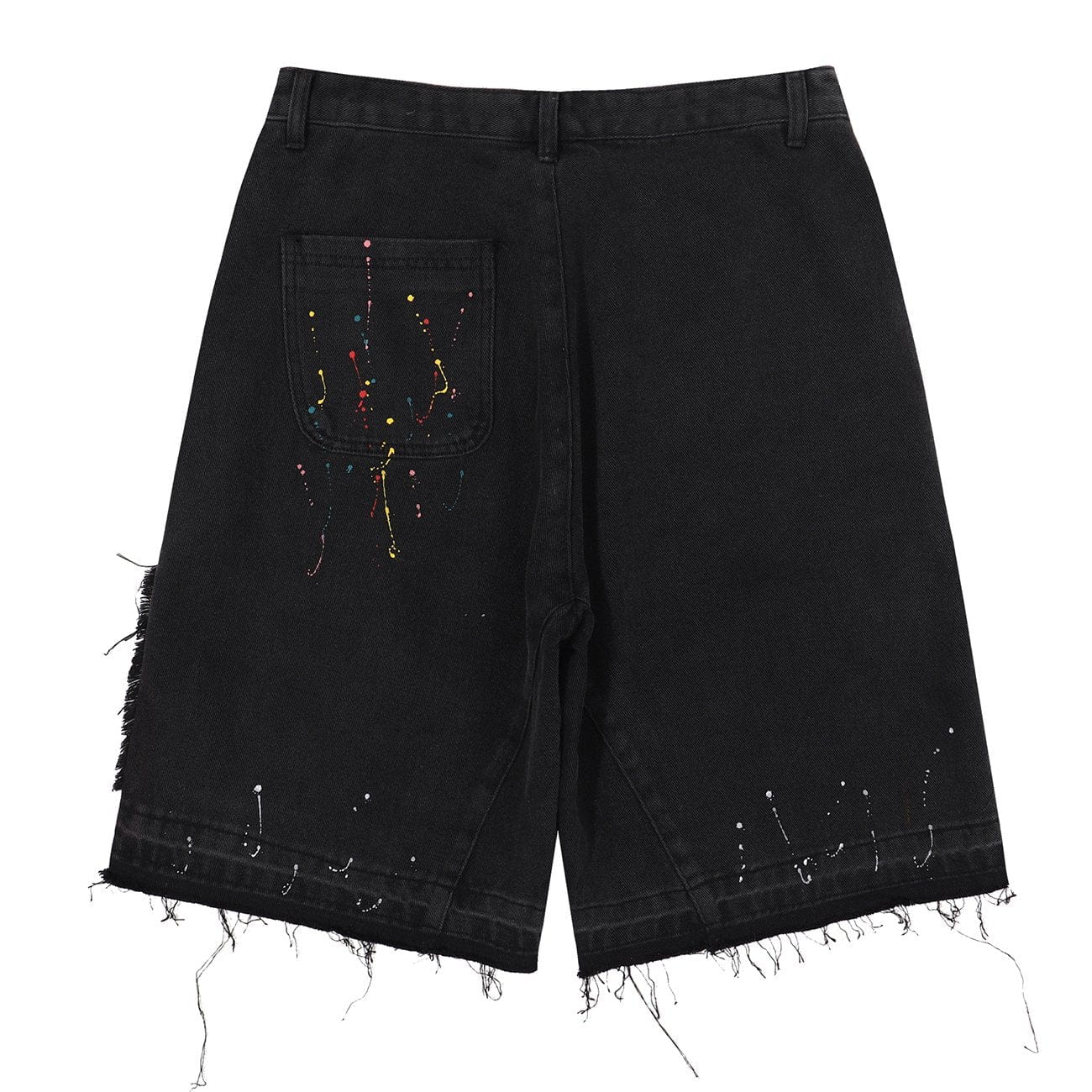 Splash Ink Patchwork Raw Edge Shorts - Kawaii Side