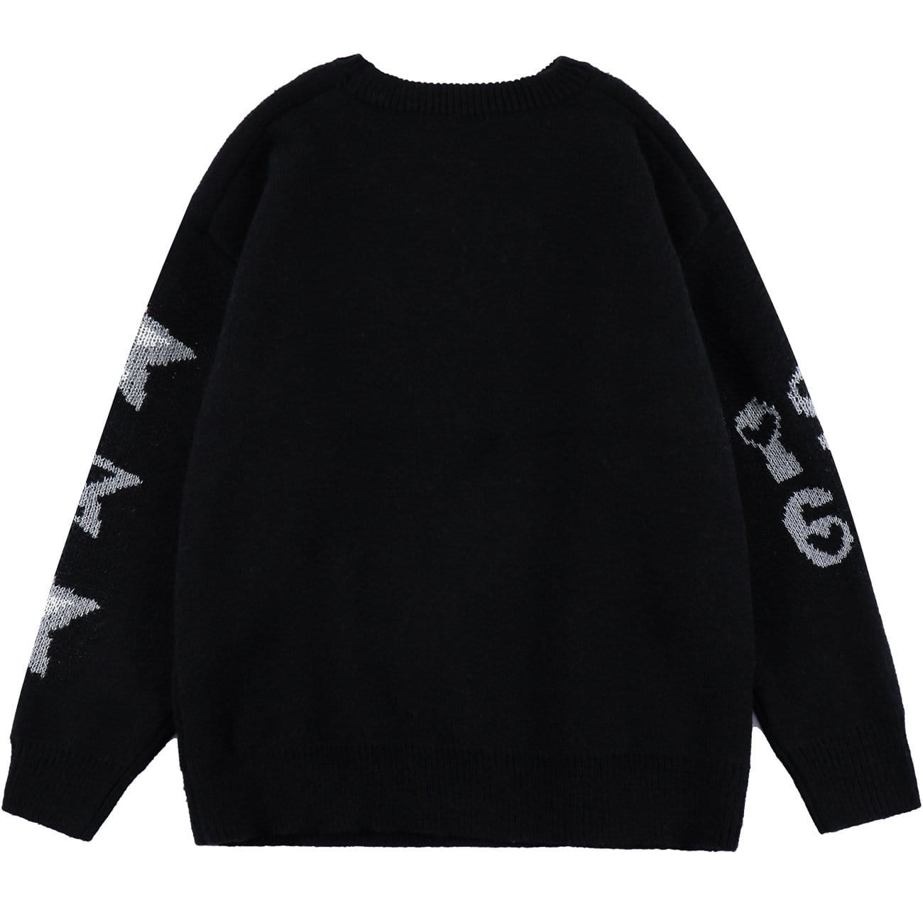 Star Ring Letters Knit Sweater - Kawaii Side