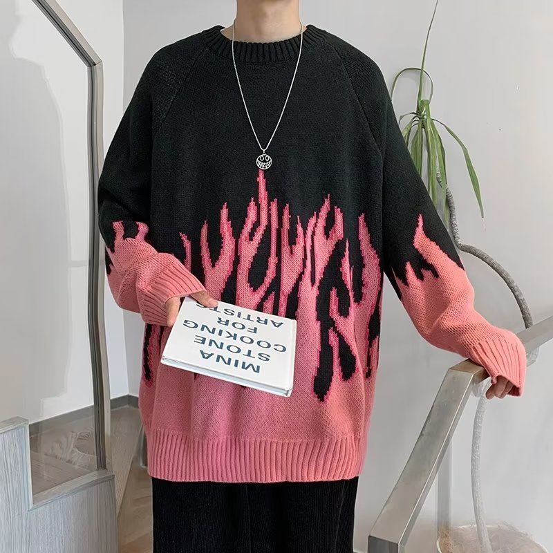 Streetwear Flames Sweater - Kawaii Side