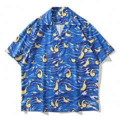 Tie Dye Ducks Print Short Sleeve Shirt - Kawaii Side