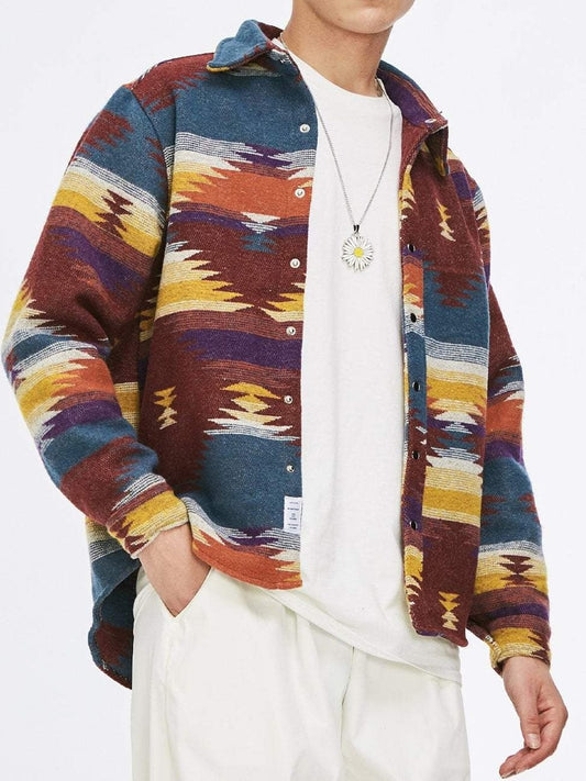 Tie Dye Patchwork Long Sleeve Shirt - Kawaii Side