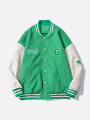 Towel Embroidered Letters Varsity Jacket - Kawaii Side