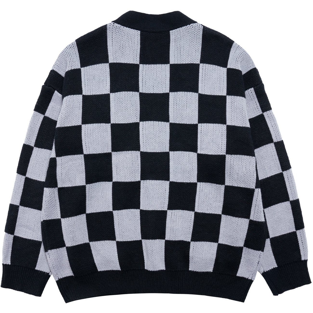 Vintage Checkerboard Plaid Knit Cardigan - Kawaii Side