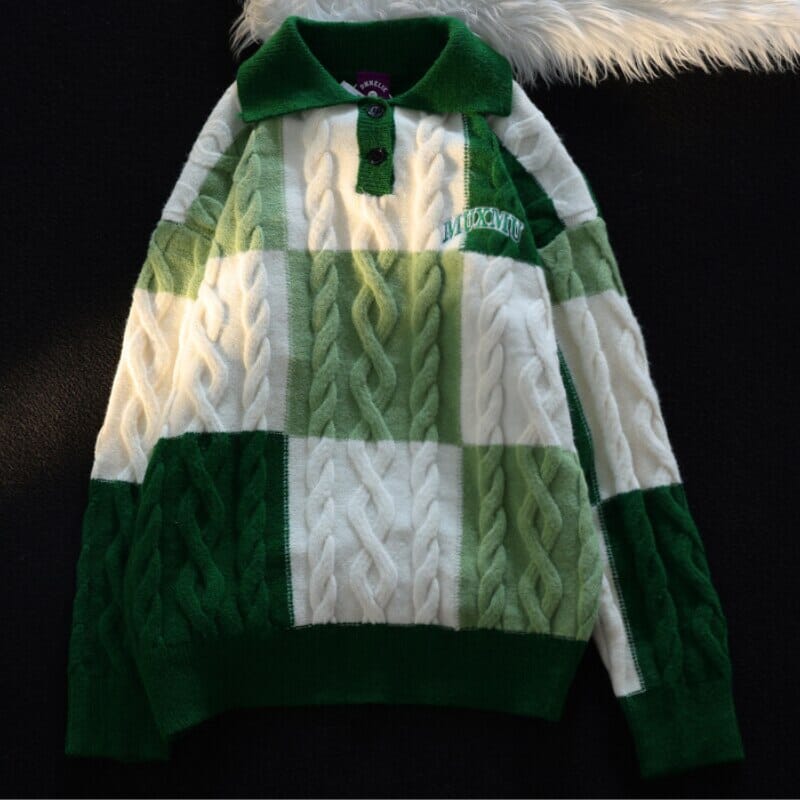 Vintage Checkered Sweater - Kawaii Side