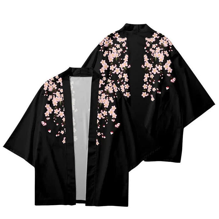 Vintage Floral Colorblock Print Loose Cardigan Kimono Outerwear - Kawaii Side