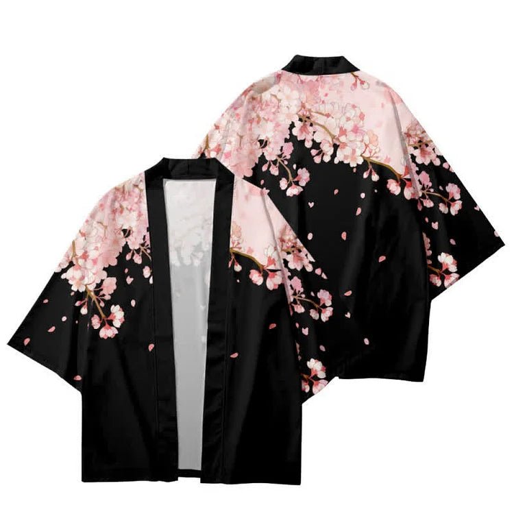 Vintage Floral Colorblock Print Loose Cardigan Kimono Outerwear - Kawaii Side