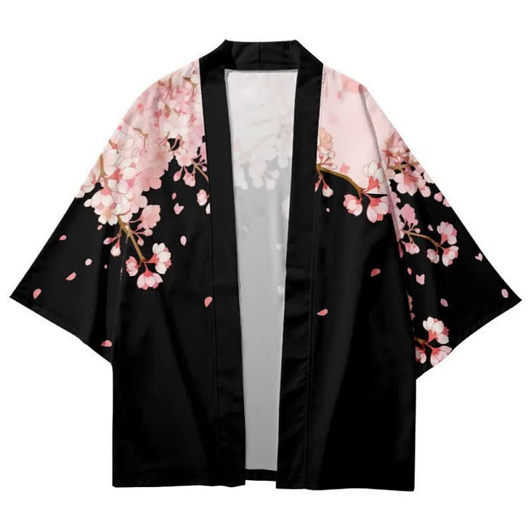 Vintage Floral Colorblock Print Loose Cardigan Kimono Outerwear - Kawaii Side