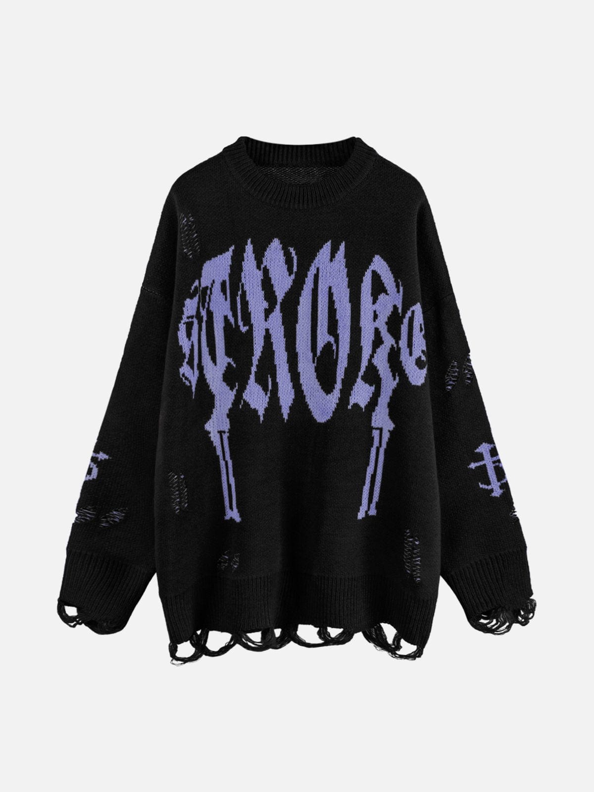 Vintage Gothic Ripped Sweater - Kawaii Side