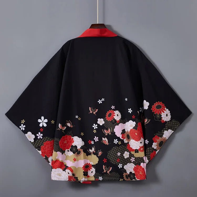 Vintage Paper Crane Blossom Print Cardigan Kimono Outerwear - Kawaii Side