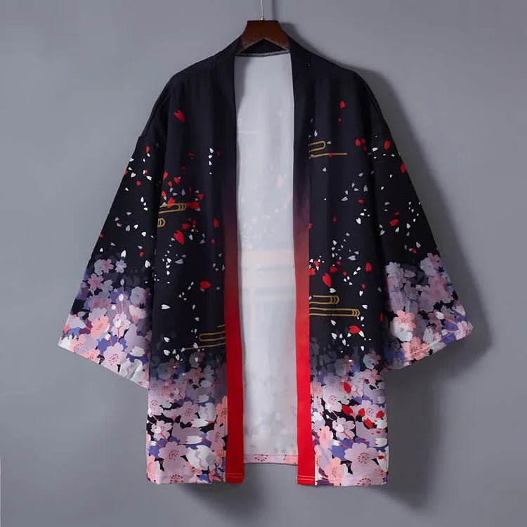 Vintage Paper Crane Blossom Print Cardigan Kimono Outerwear - Kawaii Side