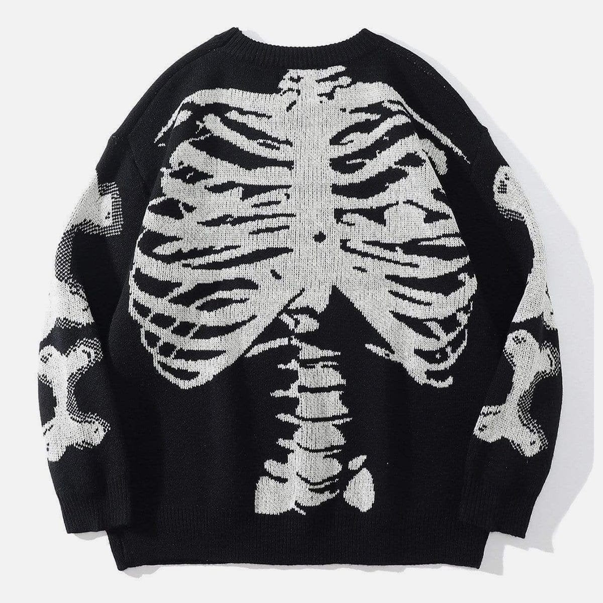 Vintage Skeleton Print Knit Sweater - Kawaii Side