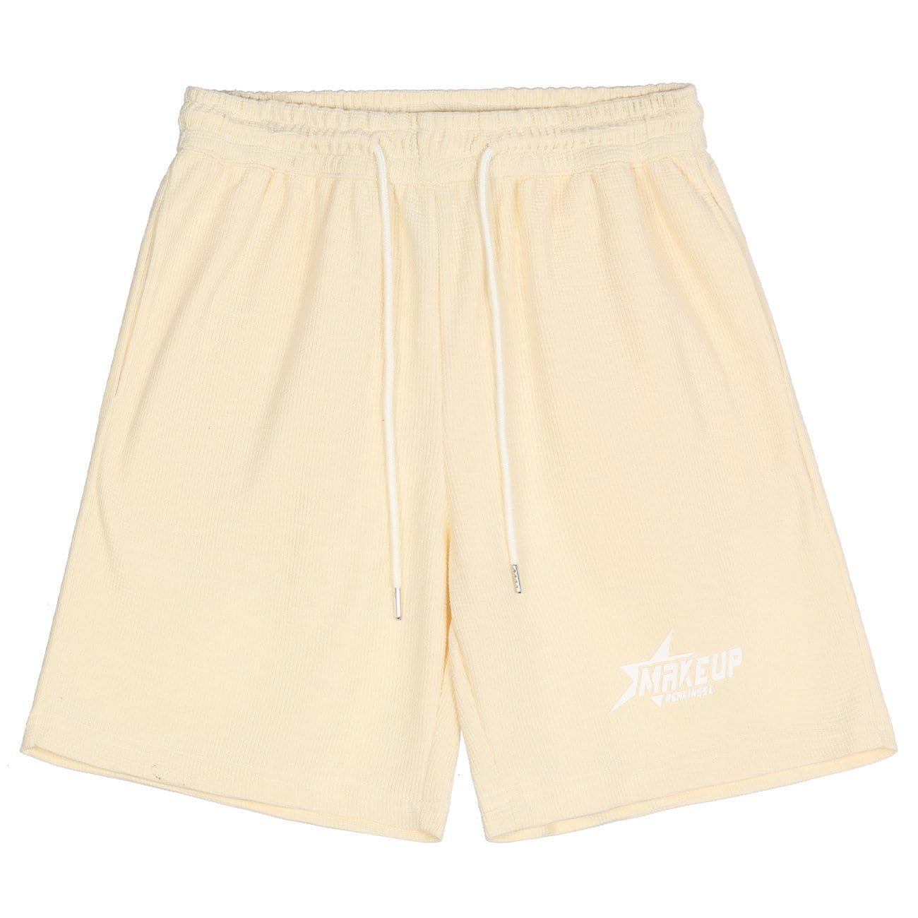 Waffle Solid Color Drawstring Shorts - Kawaii Side