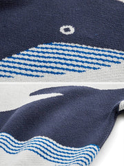 Whale Print Knit Sweater - Kawaii Side