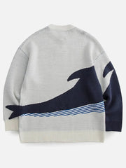 Whale Print Knit Sweater - Kawaii Side